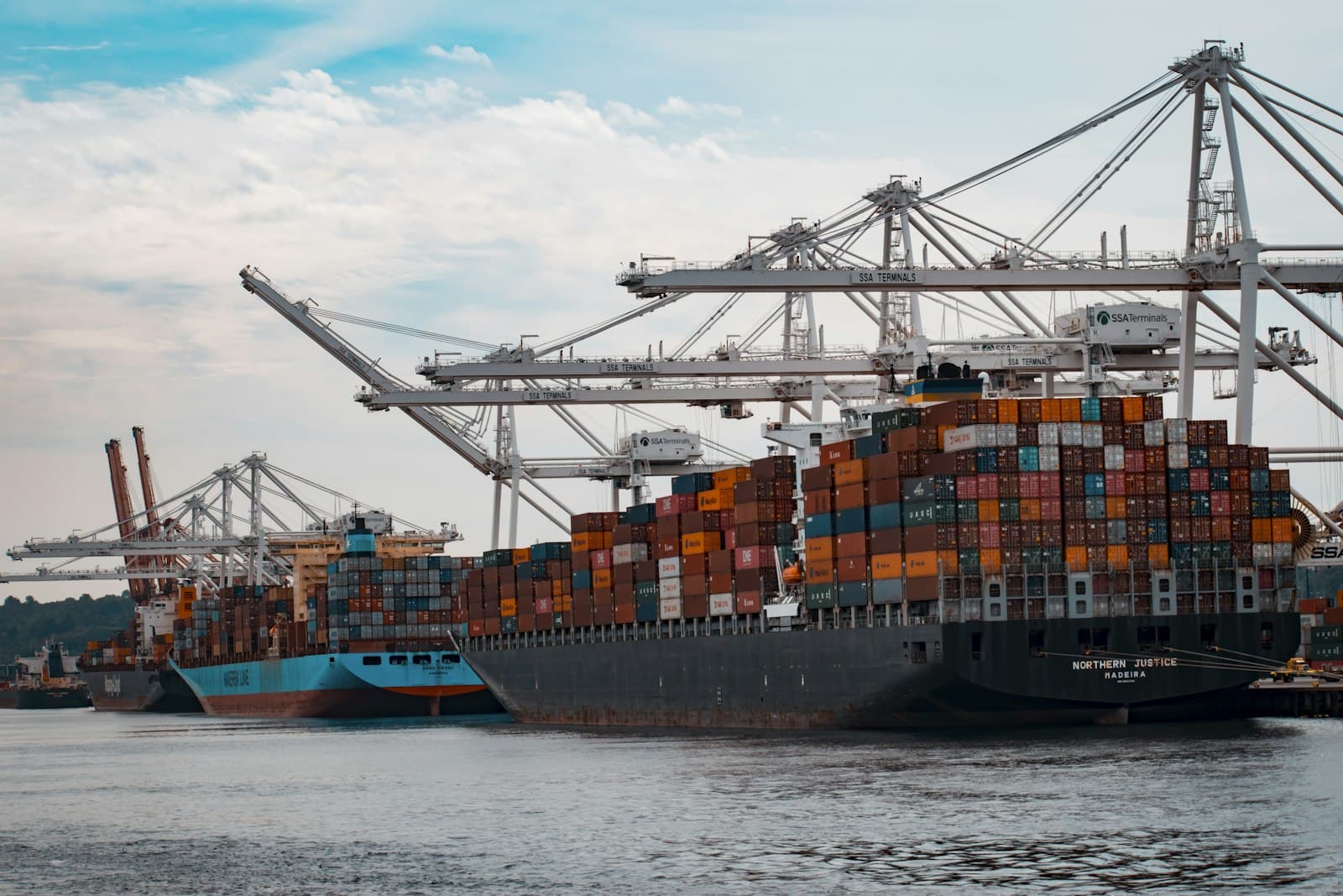 Container ships at a port terminal